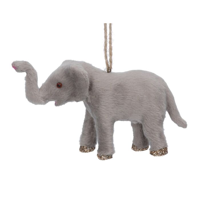 Gisela Graham Faux Fur Dec 12cm - Elephant